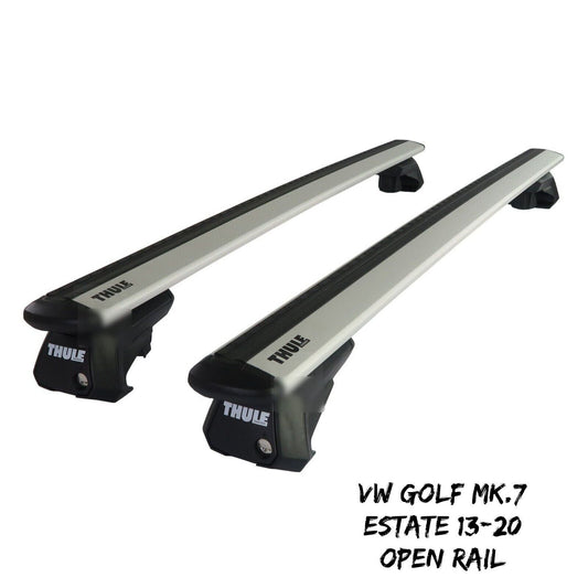 Thule Alu WingBar Evo Silver Roof Bars fit VW Golf Mk.7 Estate 13-20 Open Rail