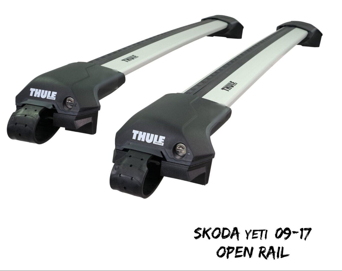 WingBar Edge (silver) Roof Bar Set to fit Skoda YETI (2009-17) w/ Raised (Open) Roof Rails