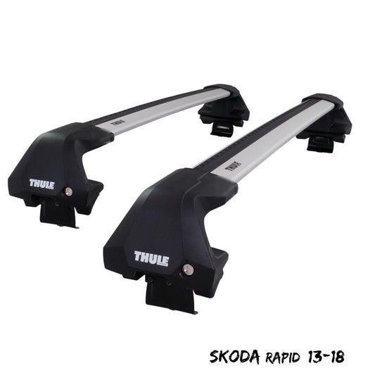 Thule WingBar Edge Silver Aluminium Roof Bars Set to fit Skoda Rapid 13-18 Pair