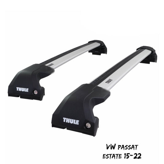 Thule WingBar Edge Silver Aluminium Roof Bars for VW Passat Estate 15-22 Rails