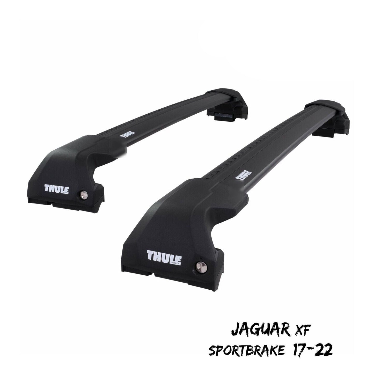 Thule WingBar Edge Black Roof Bars Set to fit Jaguar XF Sportbrake 17-22 Rails