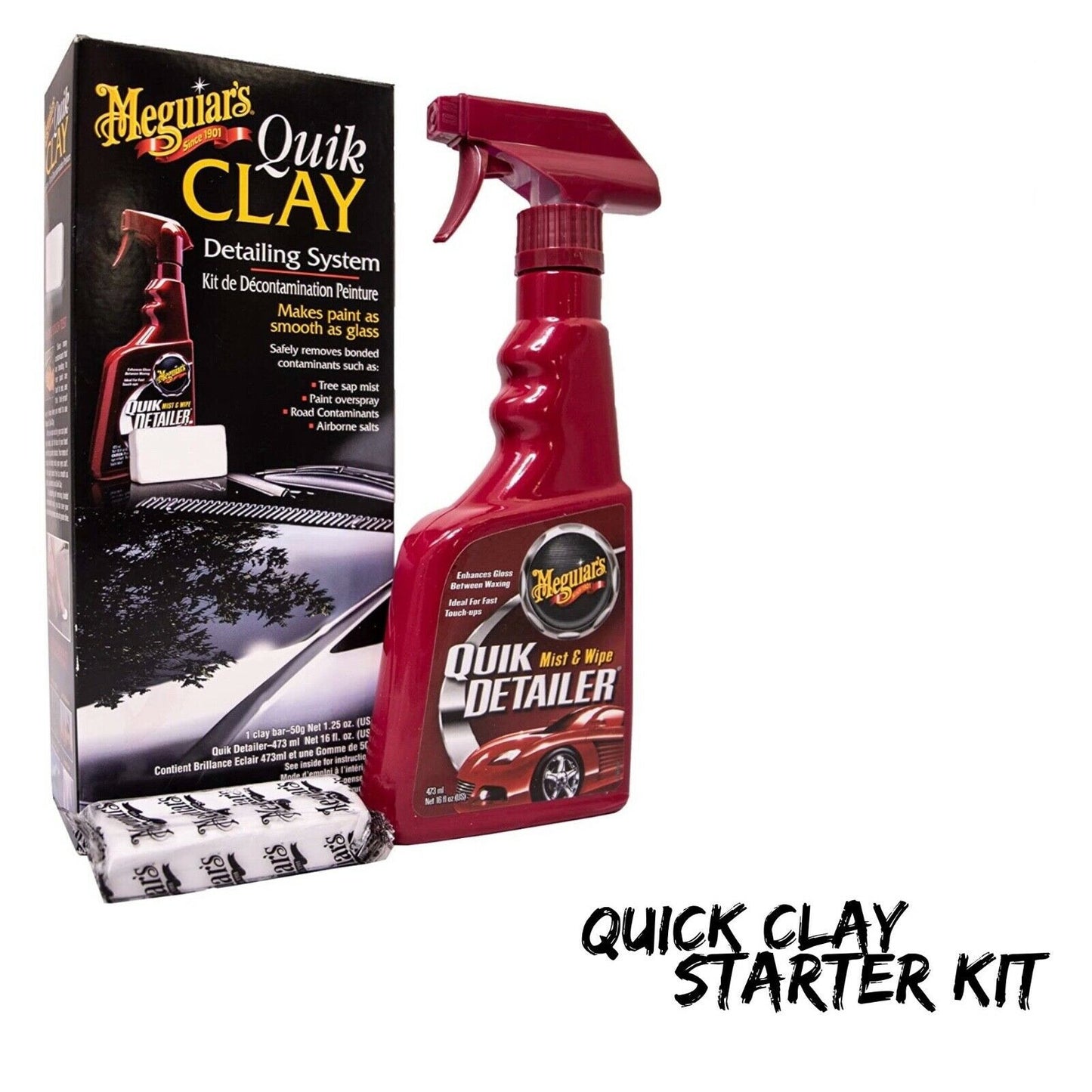 MEGUIARS QUIK CLAY STARTER KIT CLAY BAR QUICK DETAILER G1116EU