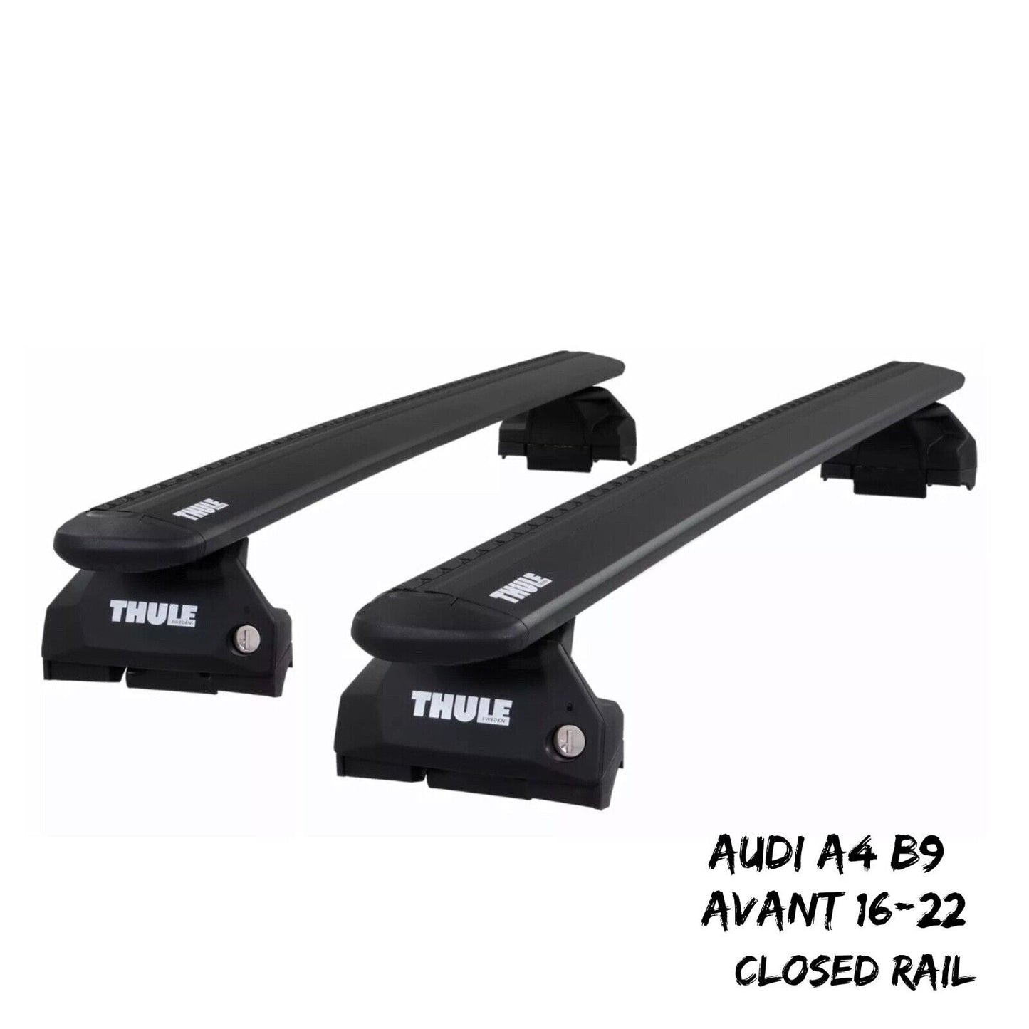 Thule Alu WingBar Evo Black Roof Bars to fit Audi A4 B9 Avant 16-22 Closed Rail