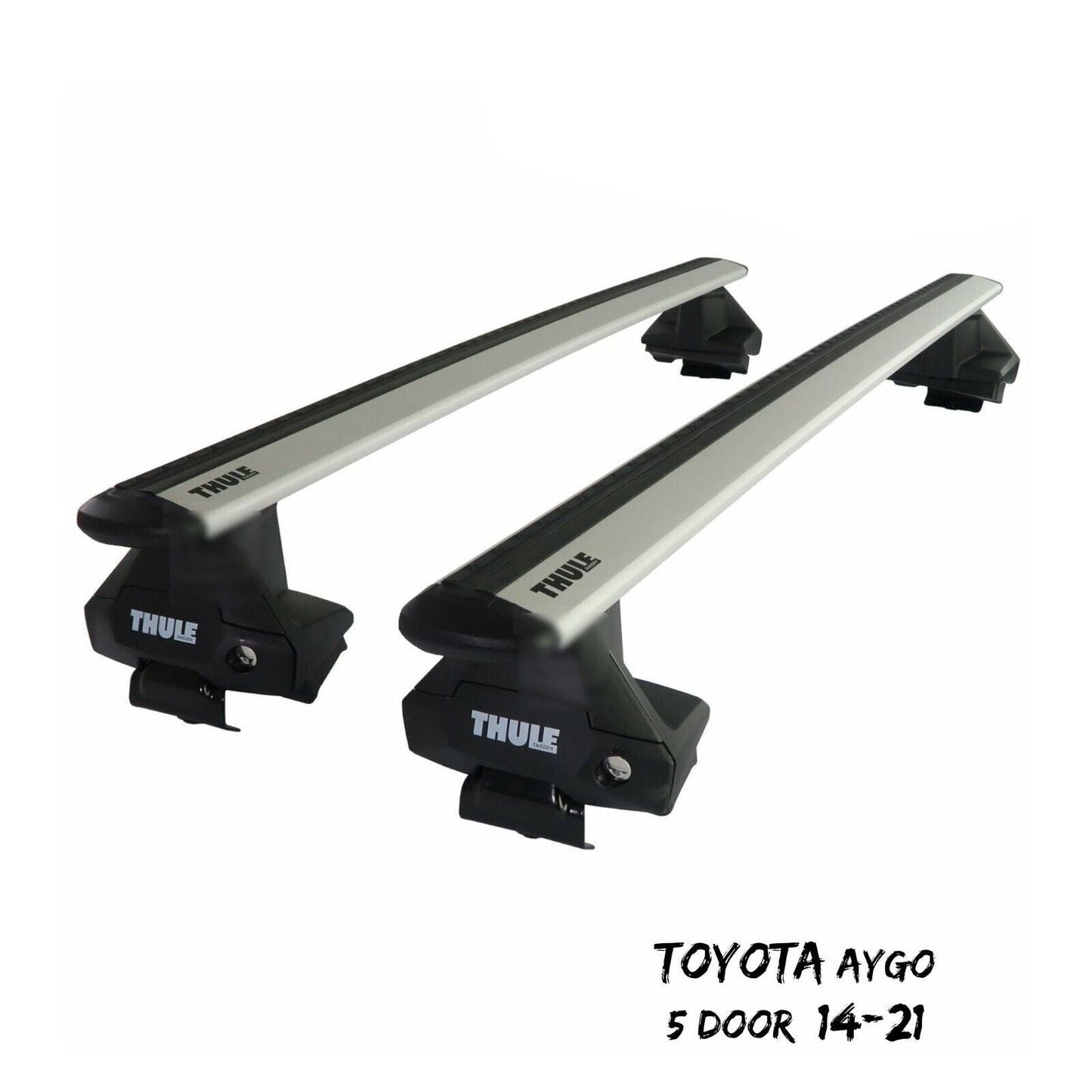 Thule Aluminium WingBar Evo Silver Roof Bars Set to fit Toyota Aygo 5 Door 14-21