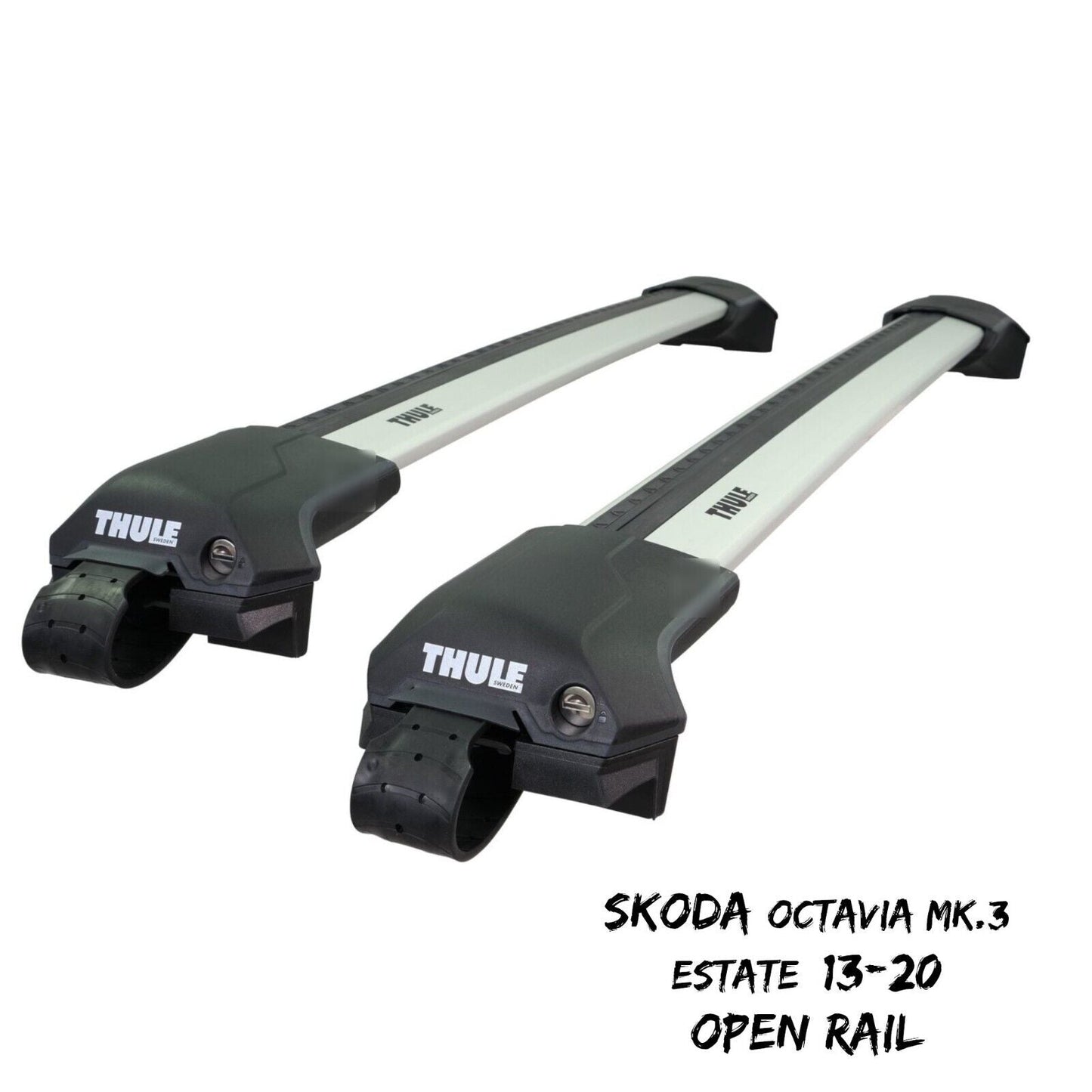 Thule WingBar Edge Silver Roof Bars Skoda Octavia Mk.3 Estate 13-20 Open Rails