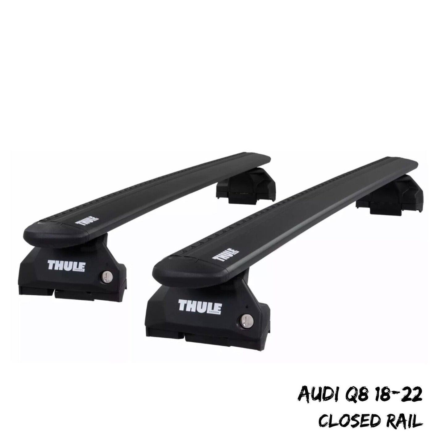 Thule Aluminium WingBar Evo Black Roof Bars Set to fit Audi Q8 18-22 Closed Rail