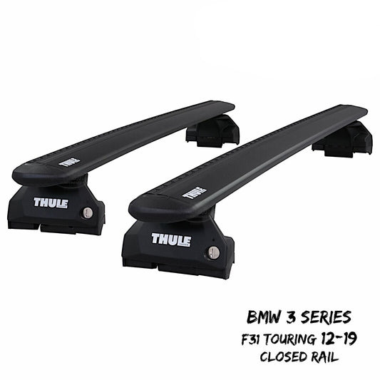 Thule WingBar Evo Black Roof Bars Set fit BMW 3 Series F31 Touring 12-19 Rails