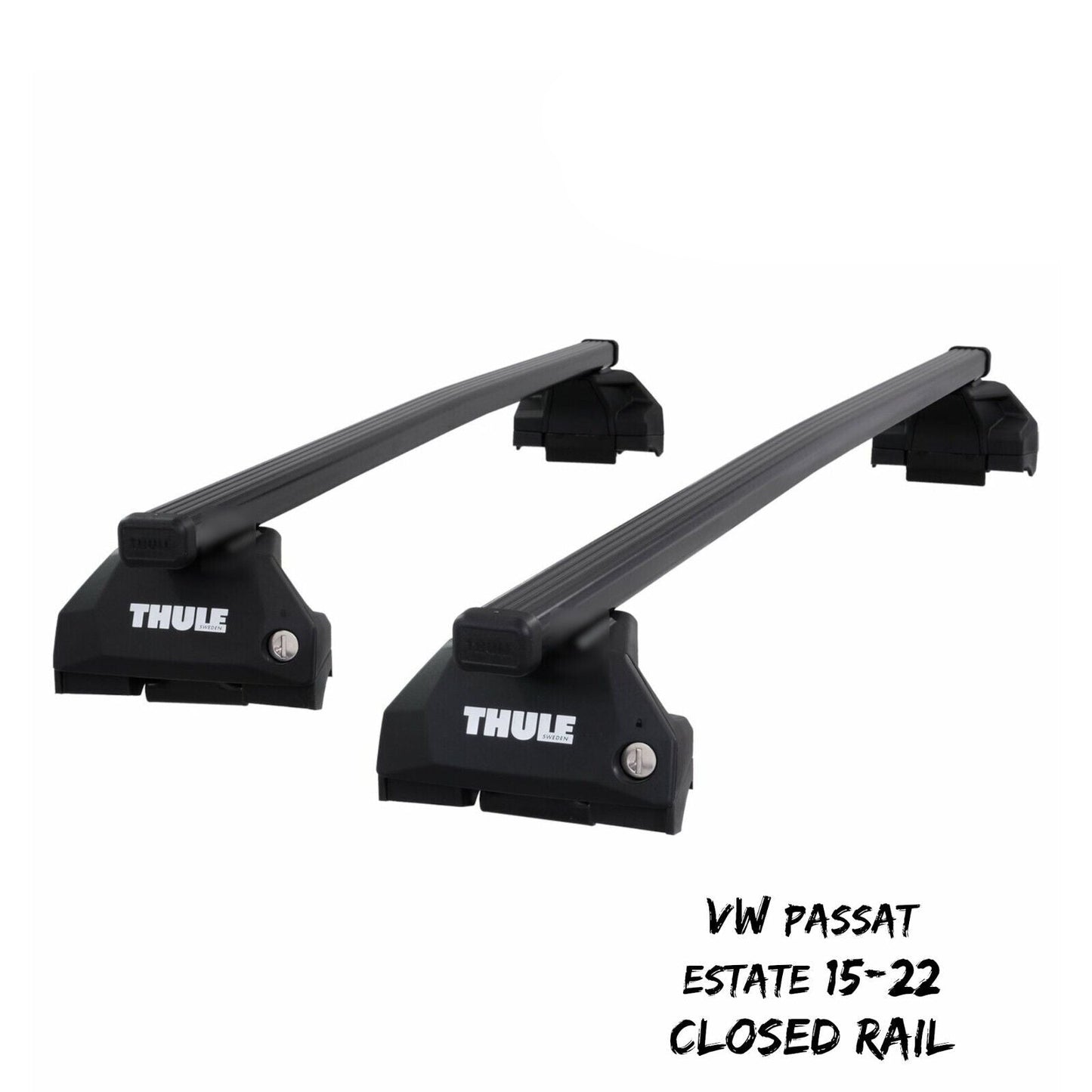 Thule Steel SquareBar Evo Roof Bar Set fit VW Passat Estate 15-22 Closed Rail