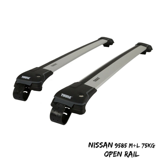 Thule 9585 M+L WingBar Edge Black Car Roof Bars 75 kg Open Rails Lockable Pair
