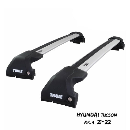 Thule WingBar Edge Silver Aluminium Roof Bars for Hyundai Tucson Mk.3 21-22 Rail