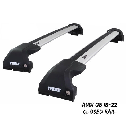 Thule WingBar Edge Silver Aluminium Roof Bars Set for Audi Q8 18-22 Closed Rail