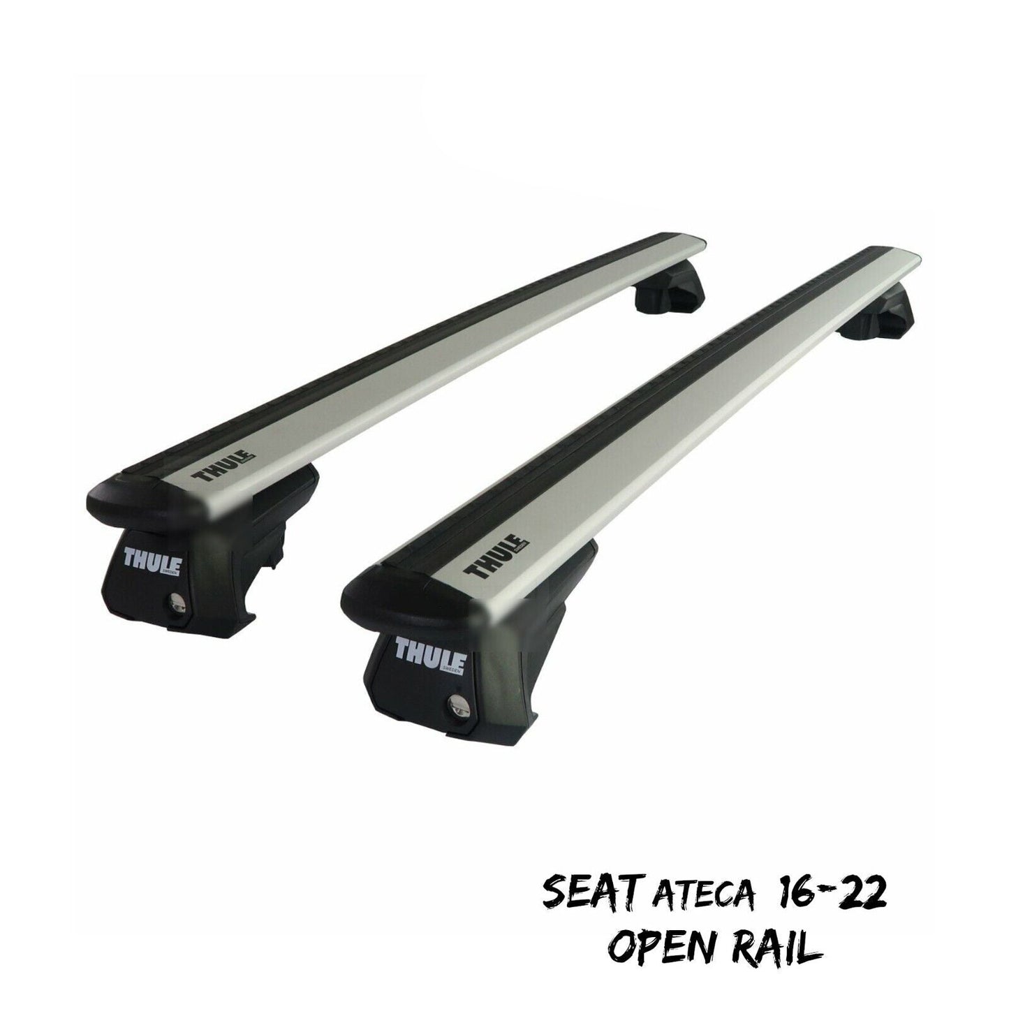 Thule Aluminium WingBar Evo Silver Roof Bars to fit Seat Ateca 16-22 Open Rail