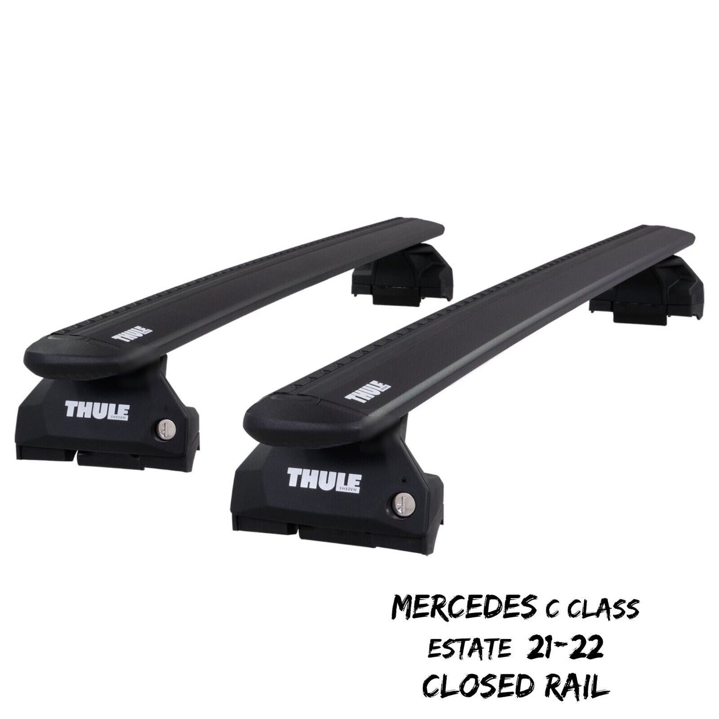 Thule WingBar Evo Black Roof Bars fit Mercedes C Class Estate 21-22 Closed Rail