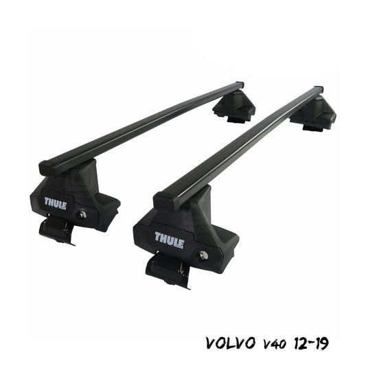 Thule Steel SquareBar Evo Roof Bars Set to fit Volvo V40 12-19 Lockable Pair