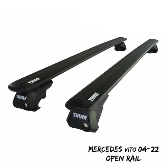 Thule Alu WingBar Evo Black Roof Bars Set to fit Mercedes Vito 04-22 Open Rail