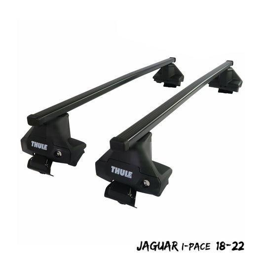 Thule Steel SquareBar Evo Roof Bars Set to fit Jaguar I-Pace 18-22 Lockable Pair