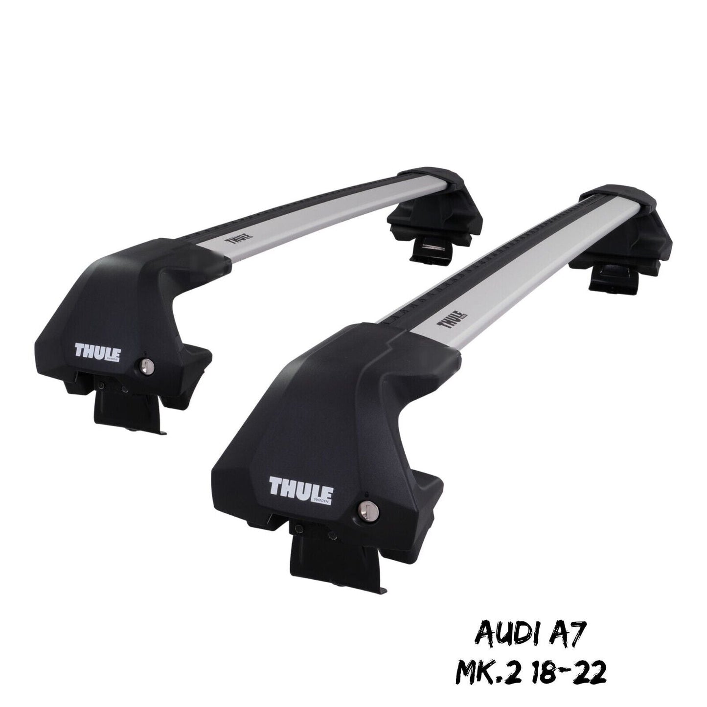 Thule WingBar Edge Silver Aluminium Roof Bars Set to fit Audi A7 Mk.2 18-22 Pair