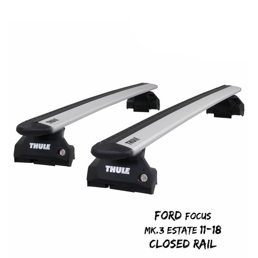 Thule WingBar Evo Silver Roof Bars fit Ford Focus Mk.3 Estate 11-18 Closed Rail