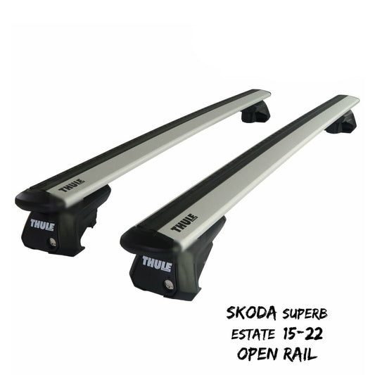 Thule Alu WingBar Evo Silver Roof Bars fit Skoda Superb Estate 15-22 Open Rail