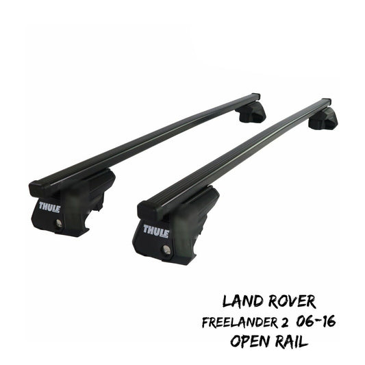 Thule Steel SquareBar Evo Roof Bar Set Land Rover Freelander 2 06-16 Open Rail