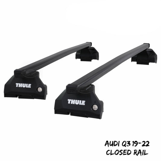 Thule Steel SquareBar Evo Roof Bars Set for Audi Q3 19-22 Closed Rail Lockable