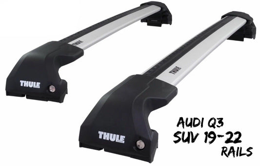 Thule WingBar Edge Silver Aluminium Roof Bars Set to fit Audi Q3 SUV 19-22 Rails