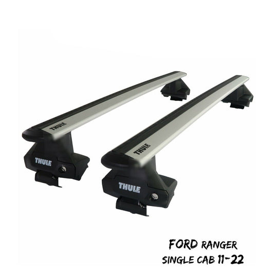 Thule Aluminium WingBar Evo Silver Roof Bars to fit Ford Ranger Single Cab 11-22