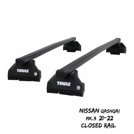 Thule Steel SquareBar Evo Roof Bar Set for Nissan Qashqai Mk.3 21-22 Closed Rail