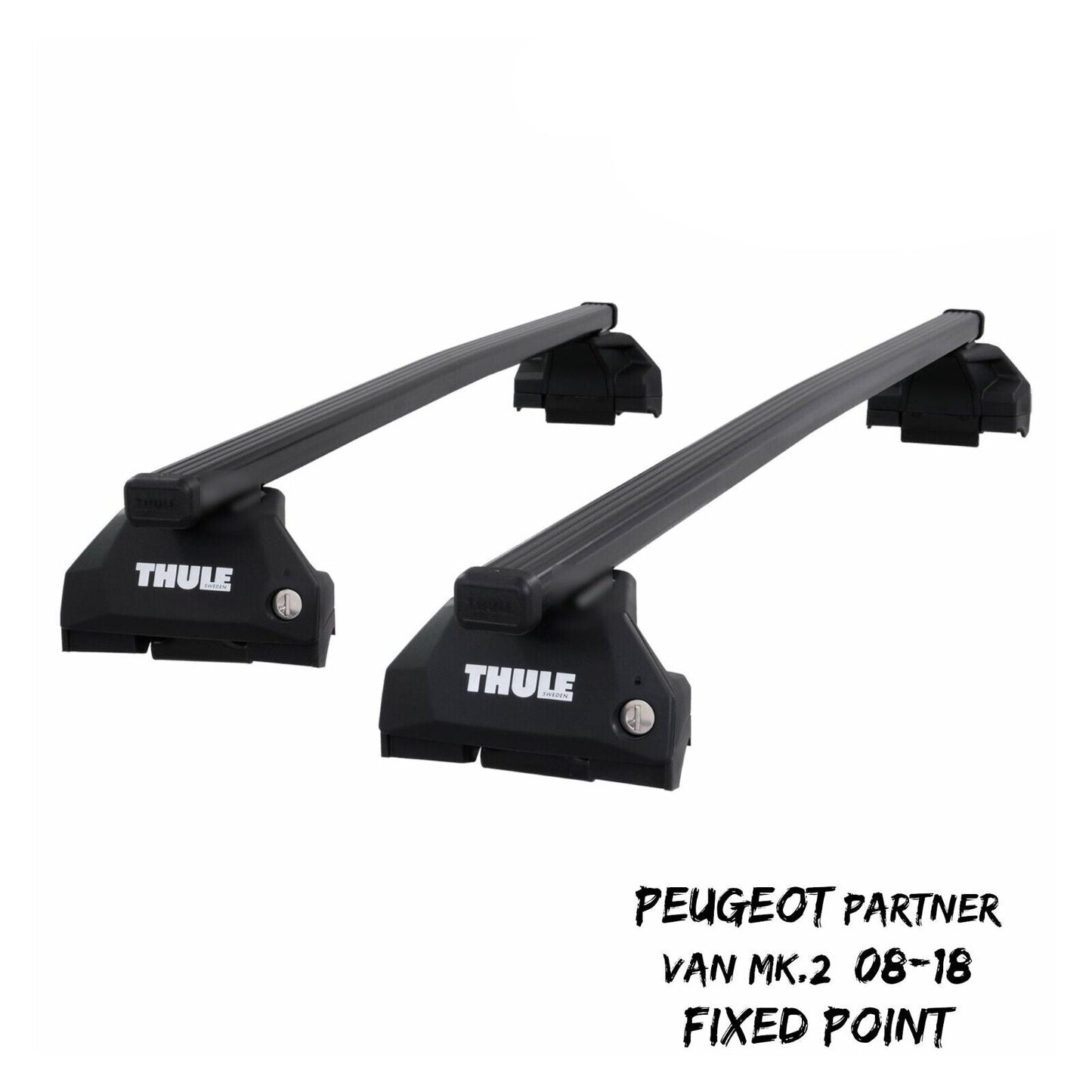 Thule Steel SquareBar Evo Roof Bars for Peugeot Partner Van Mk.2 08-18 Fixpoint