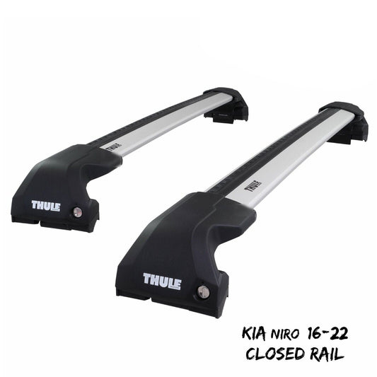 Thule WingBar Edge Silver Aluminium Roof Bars Set for Kia Niro 16-22 Closed Rail