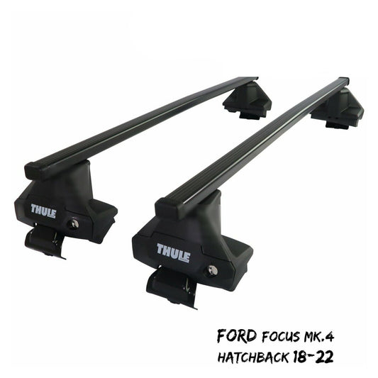 Thule Steel SquareBar Evo Roof Bars Set to fit Ford Focus Mk.4 Hatchback 18-22