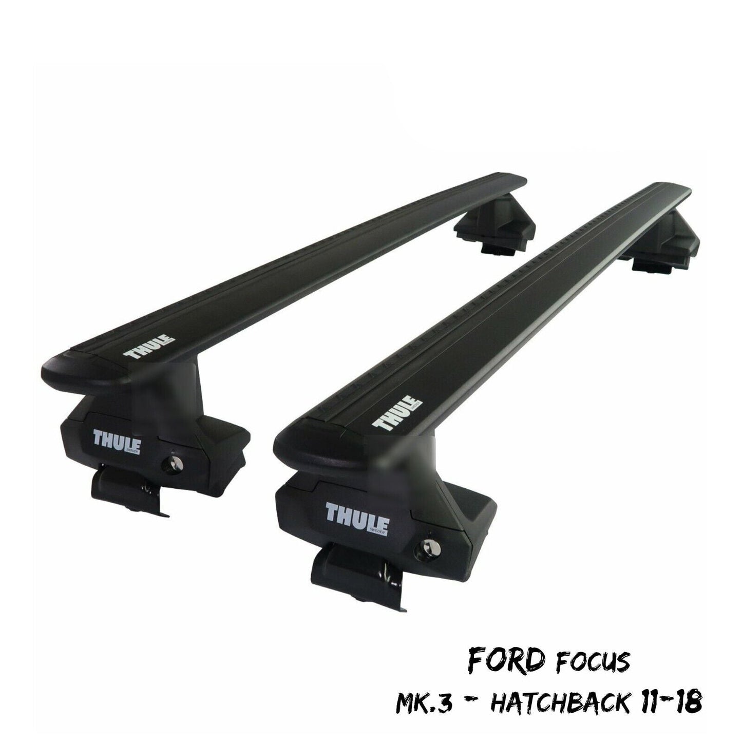 Thule Alu WingBar Evo Black Roof Bars Set to fit Ford Focus Mk.3 Hatchback 11-18