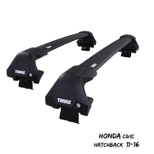 Thule WingBar Edge Black Aluminium Roof Bar Set for Honda Civic Hatchback 11-16