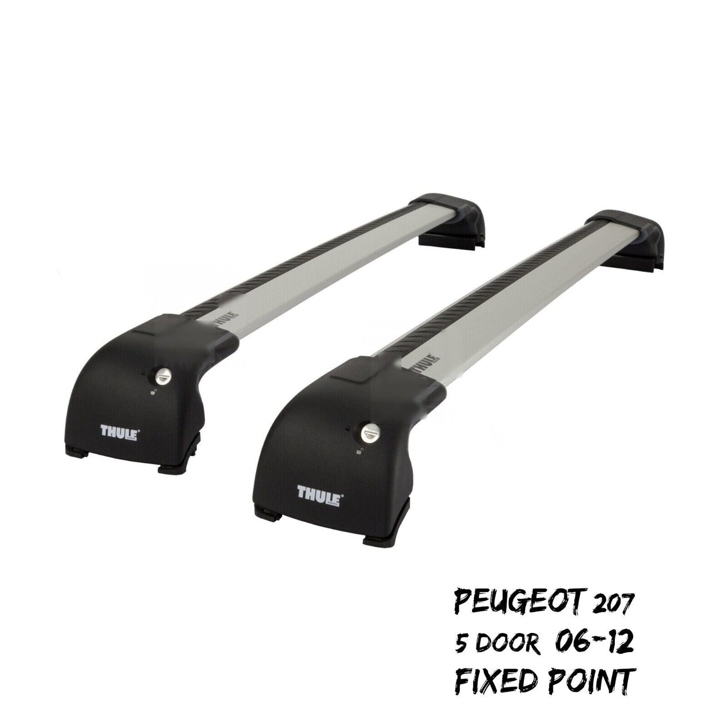Thule WingBar Edge Silver Roof Bars Peugeot 207 5 Door 06-12 Fixed Point Aero