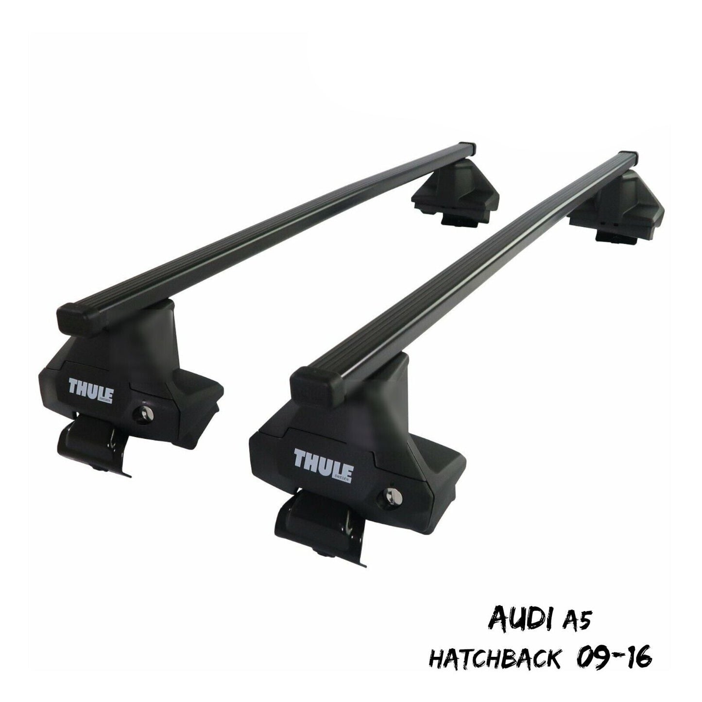 Thule Steel SquareBar Evo Roof Bars Set to fit Audi A5 Hatchback 09-16 Lockable