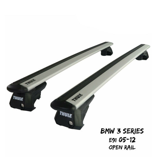 Thule WingBar Evo Silver Roof Bars fit BMW 3 Series E91 Touring 05-12 Open Rail