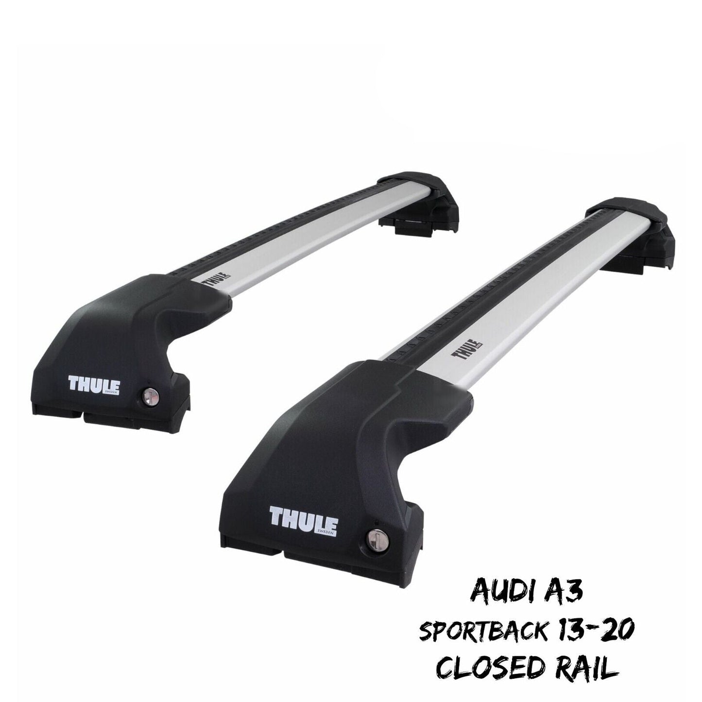 Thule WingBar Edge Silver Aluminium Roof Bars for Audi A3 Sportback 13-20 Rails