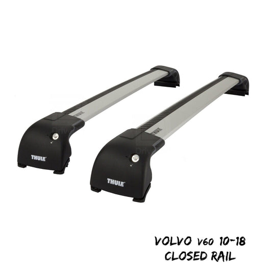 Thule WingBar Edge Silver Roof Bars Volvo V60 10-18 Closed Rails Aluminium Aero