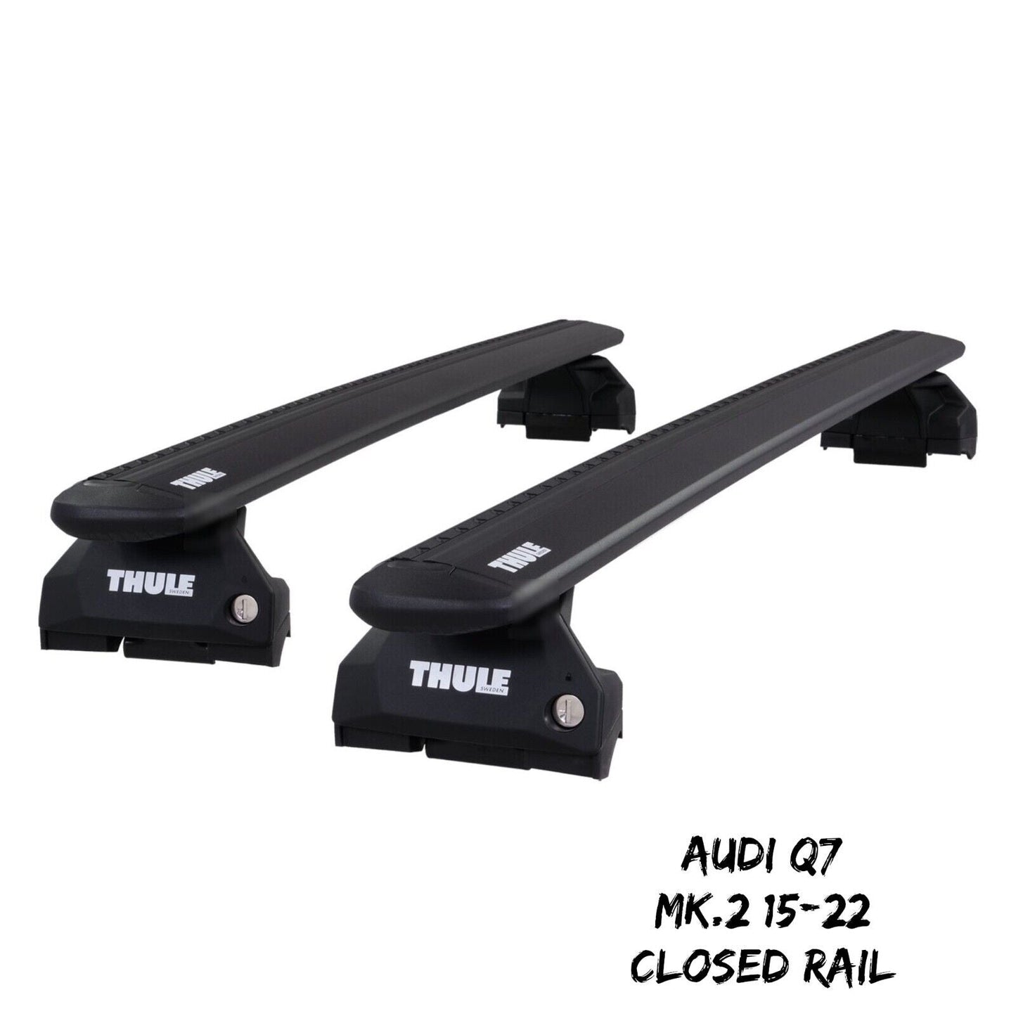 Thule Aluminium WingBar Evo Black Roof Bars for Audi Q7 Mk.2 15-22 Closed Rail