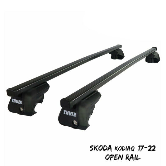 Thule Steel SquareBar Evo Roof Bars Set to fit Skoda Kodiaq 17-22 Open Rail