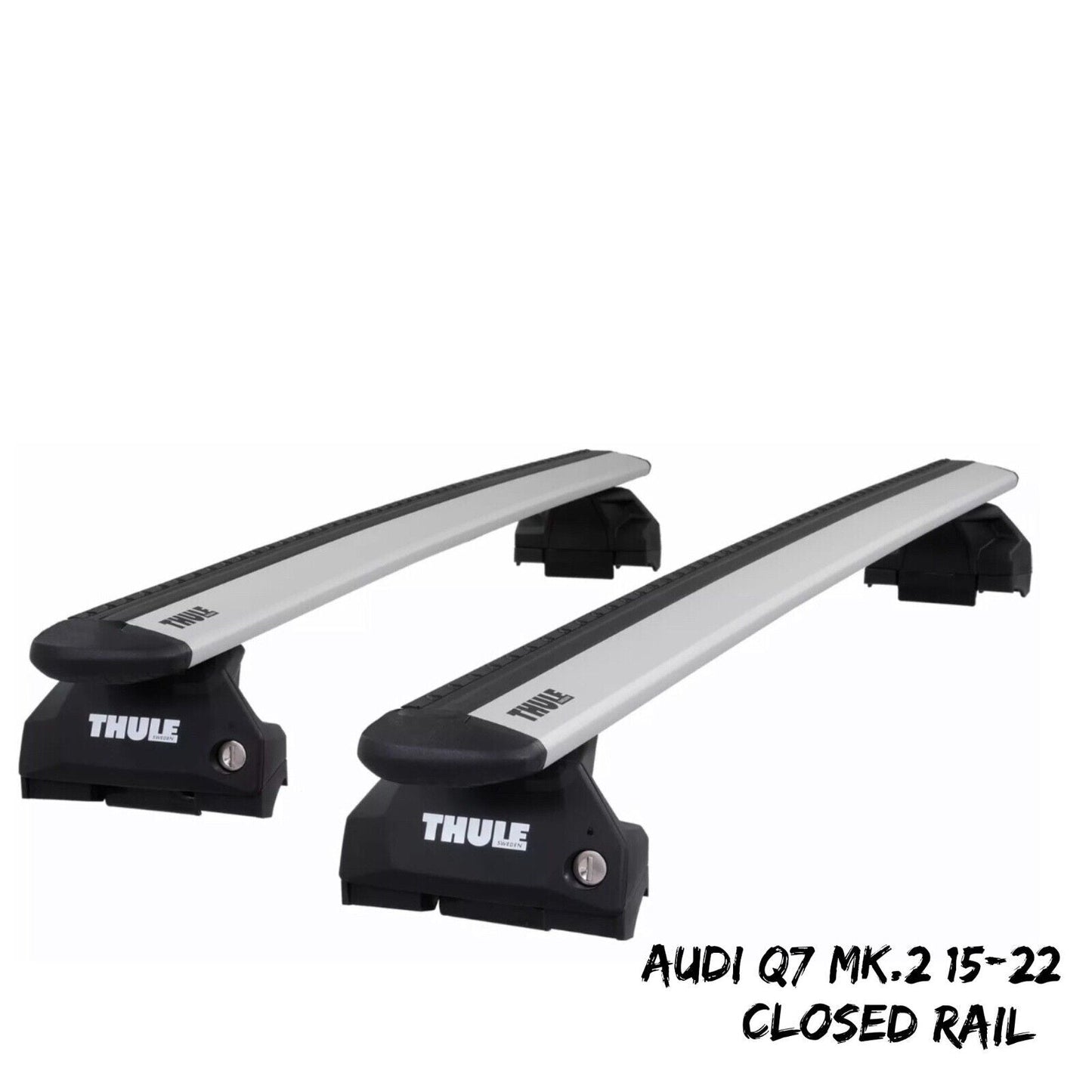 Thule Aluminium WingBar Evo Silver Roof Bars for Audi Q7 Mk.2 15-22 Closed Rail