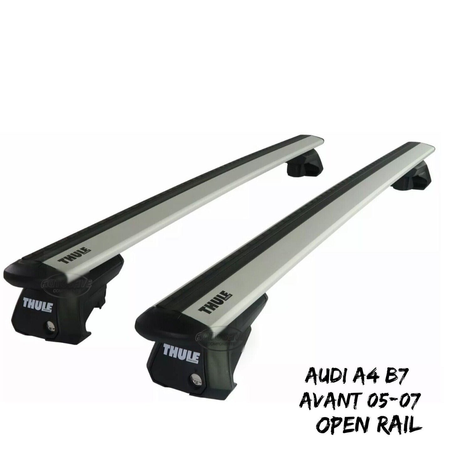 Thule Alu WingBar Evo Silver Roof Bars to fit Audi A4 B7 Avant 05-07 Open Rail