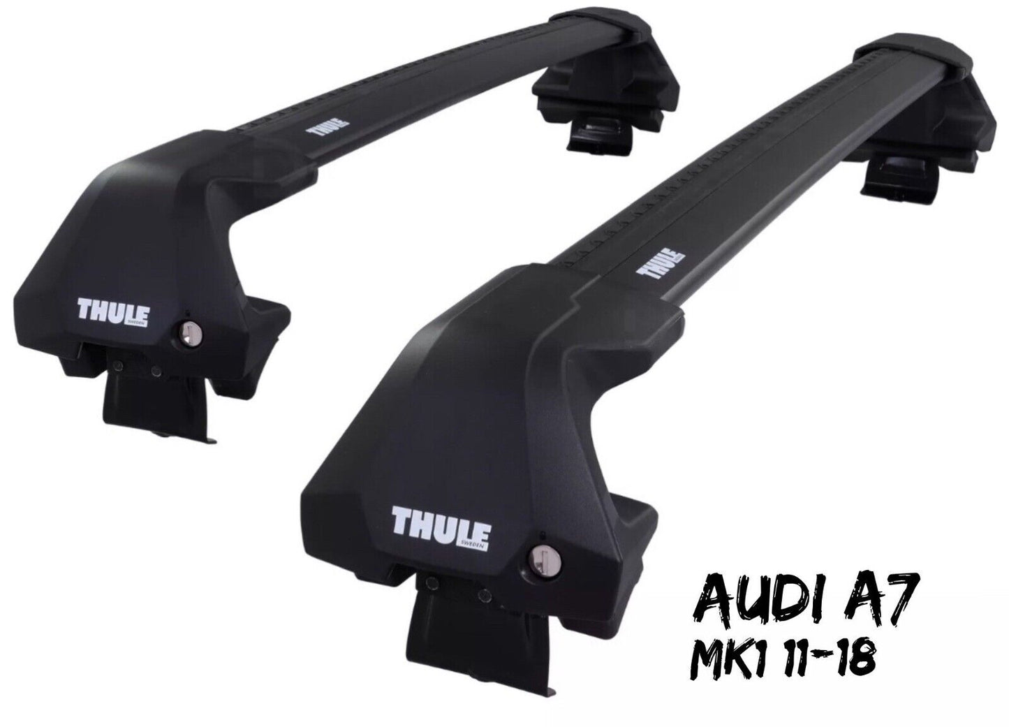 Thule WingBar Edge Black Aluminium Roof Bars Set to fit Audi A7 Mk.1 11-18 Pair