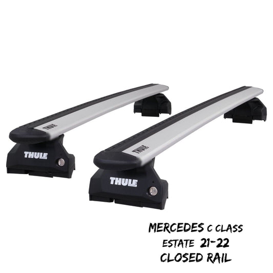 Thule WingBar Evo Silver Roof Bars fit Mercedes C Class Estate 21-22 Closed Rail