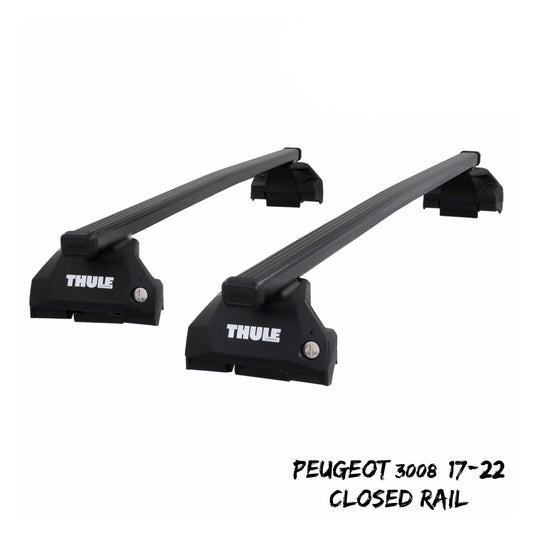 Thule Steel SquareBar Evo Roof Bars Set to fit Peugeot 3008 17-22 Closed Rail