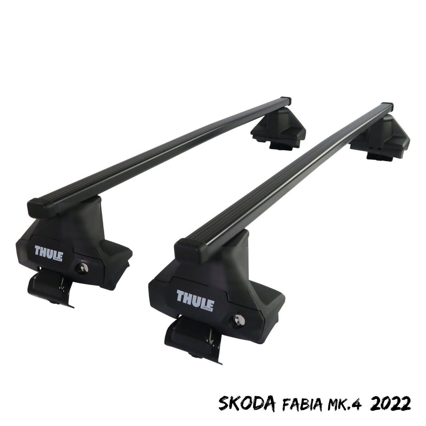 Thule Steel SquareBar Evo Roof Bars Set to fit Skoda Fabia Mk.4 2022 Lockable