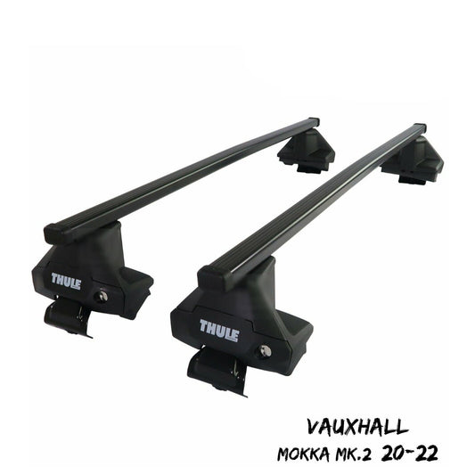 Thule Steel SquareBar Evo Roof Bars Set for Vauxhall Mokka Mk.2 20-22 Lockable