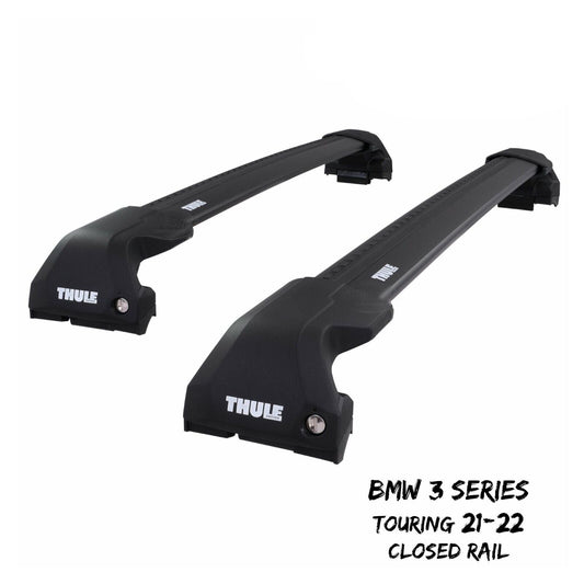 Thule WingBar Edge Black Roof Bars Set to fit BMW 3 Series Touring 12-19 Rails