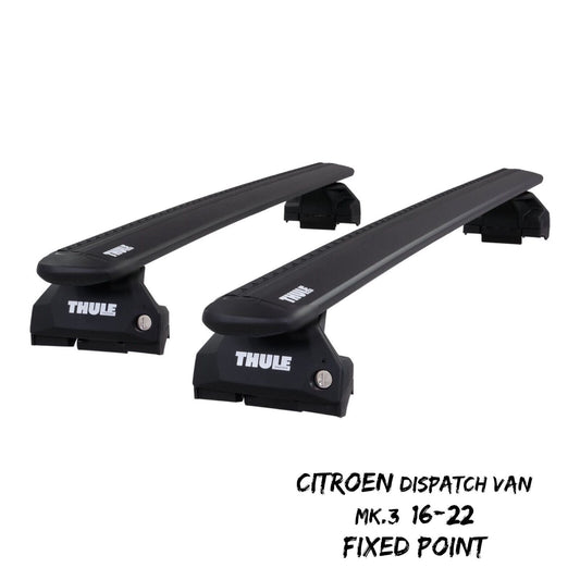 Thule WingBar Evo Black Roof Bars for Citroen Dispatch Van Mk.3 16-22 Fixpoints