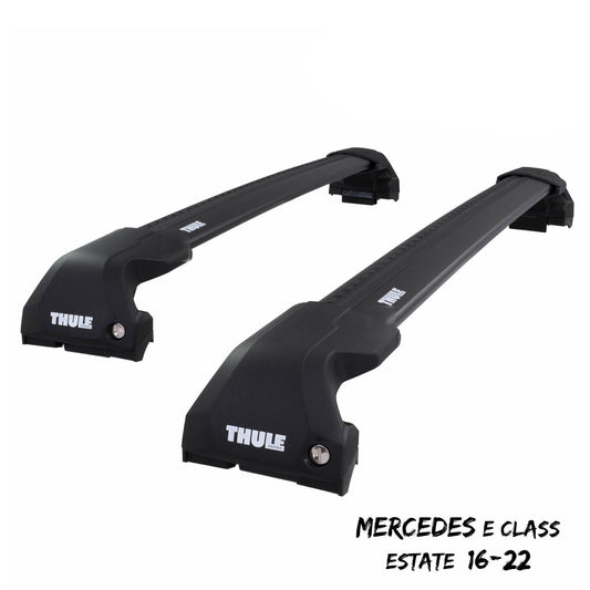 Thule WingBar Edge Black Roof Bars Set for Mercedes E Class Estate 16-22 Rails
